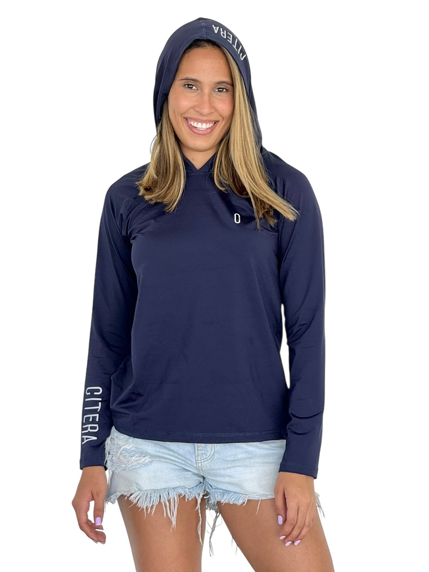 Franela UV Con Capucha Azul Marino