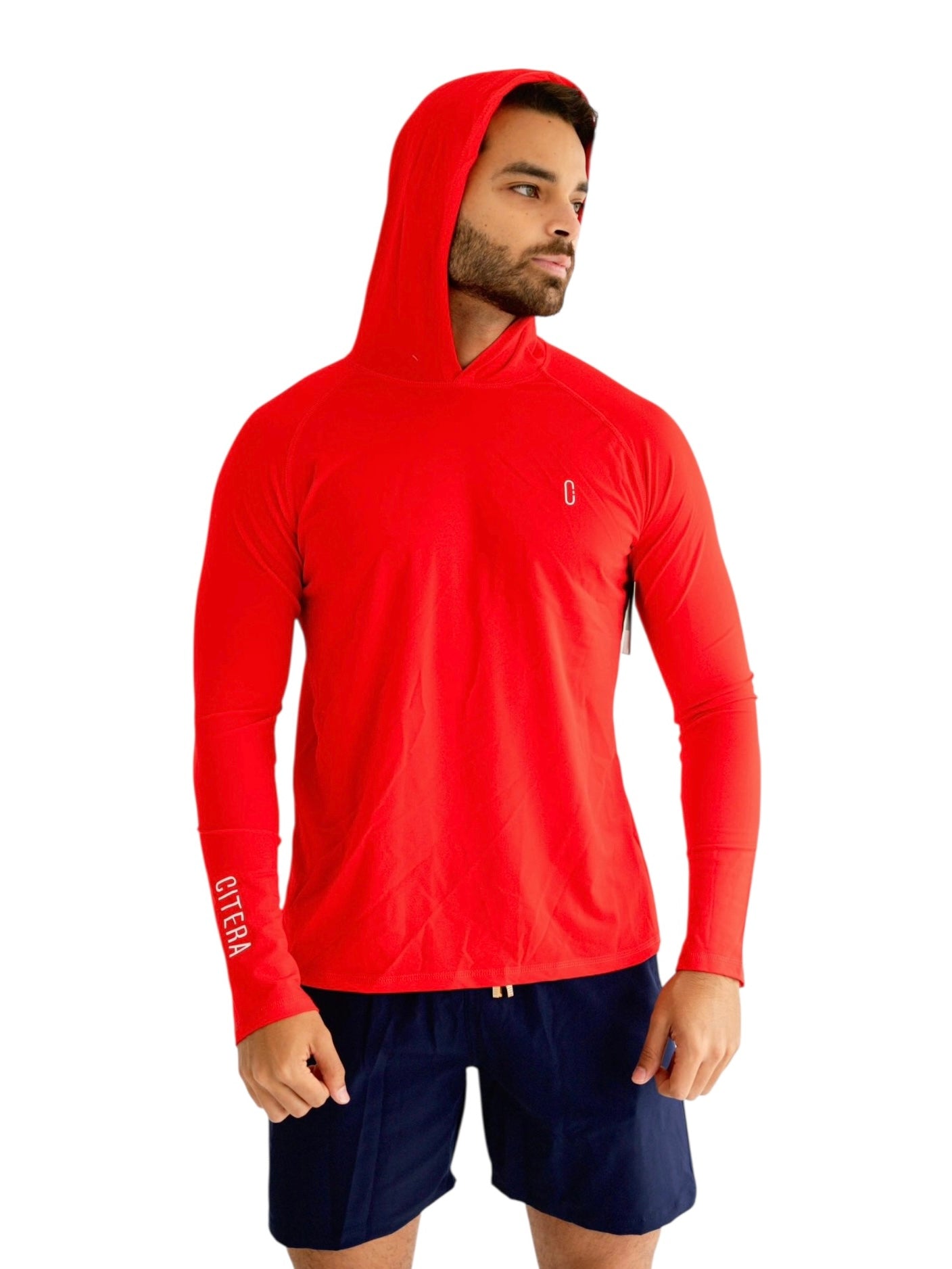 Franela UV Con Capucha Roja