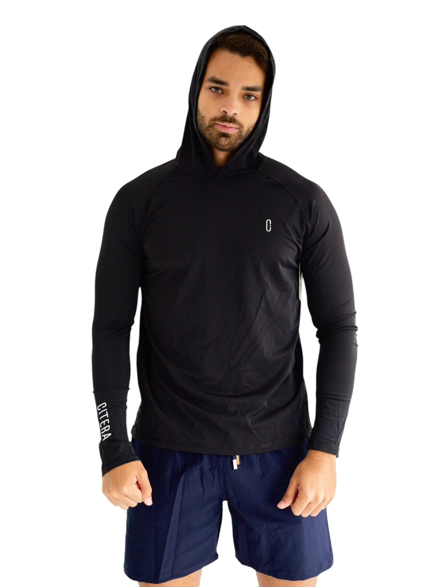 Franela UV Con Capucha Negro