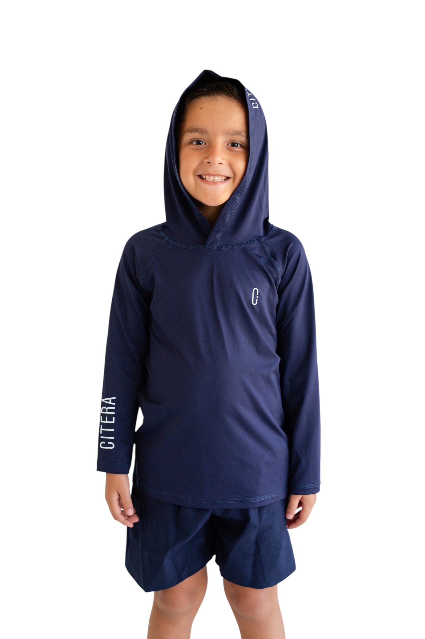 Franela UV Con Capucha Azul Marino