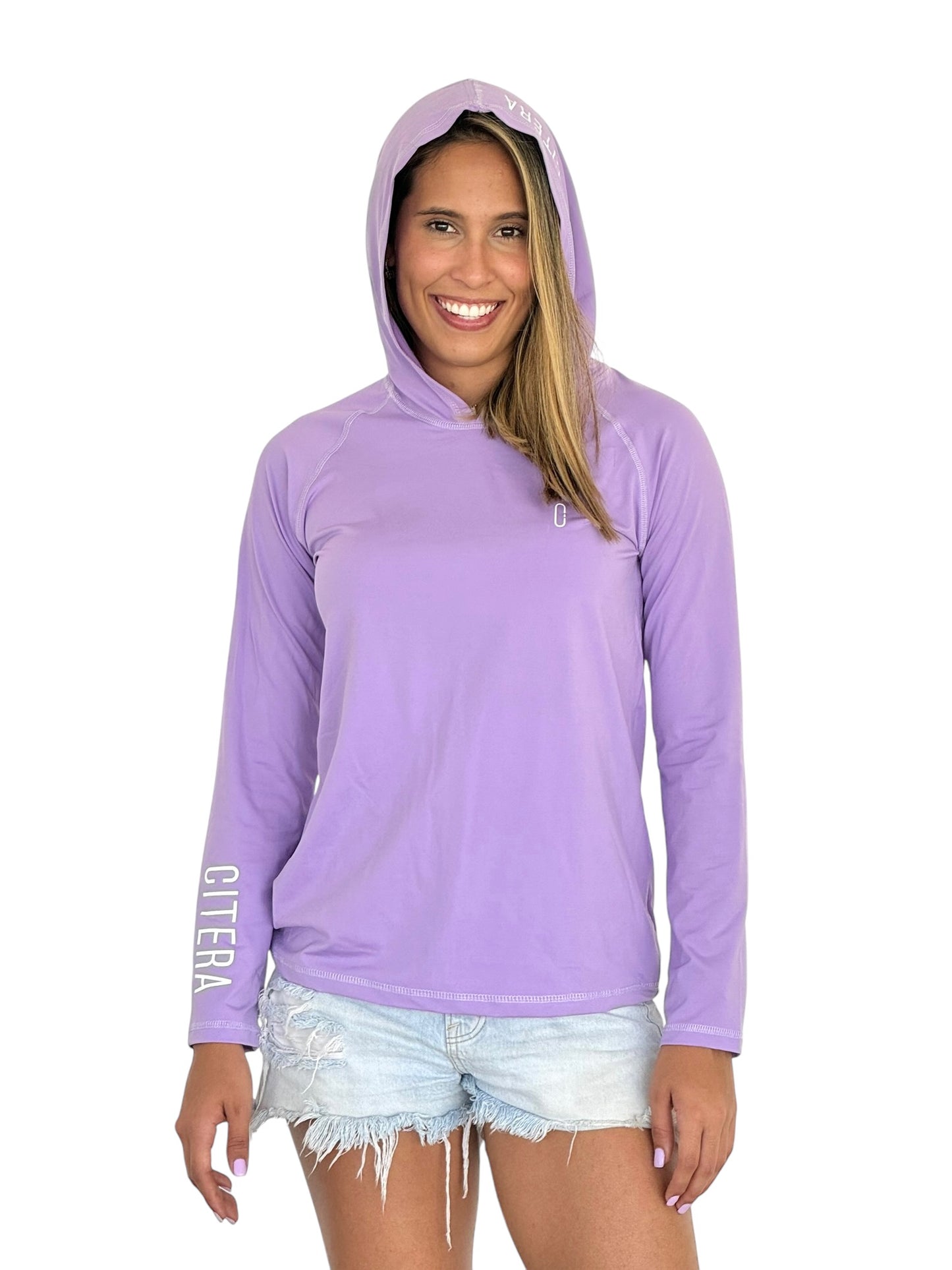 Franela UV Con Capucha Lila