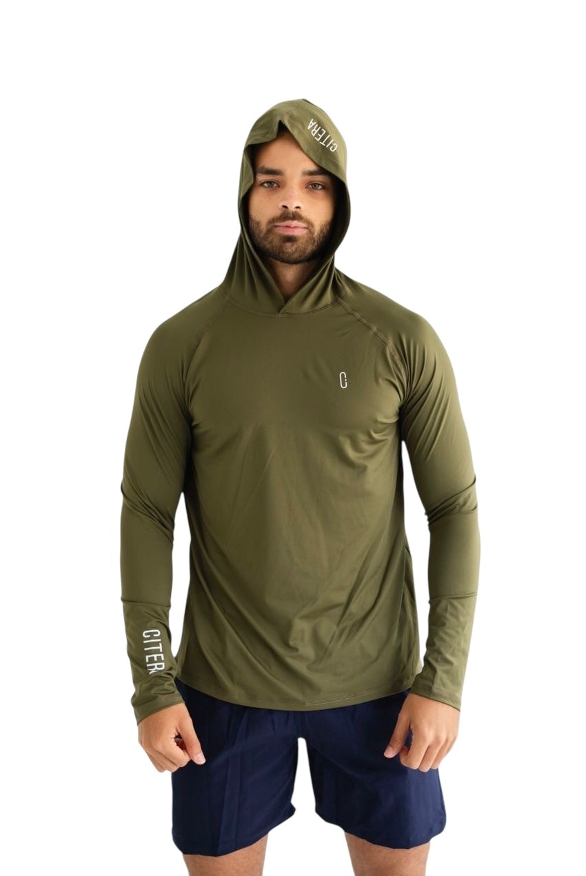 Franela UV Con Capucha Verde