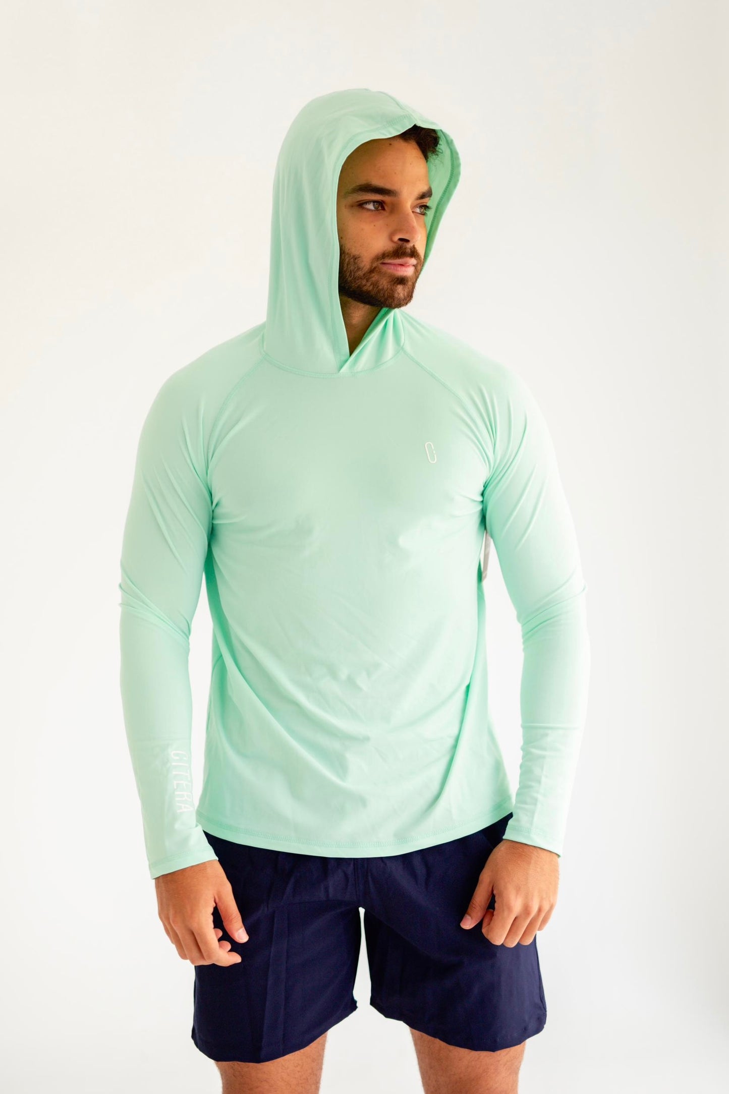 Franela UV Con Capucha Menta