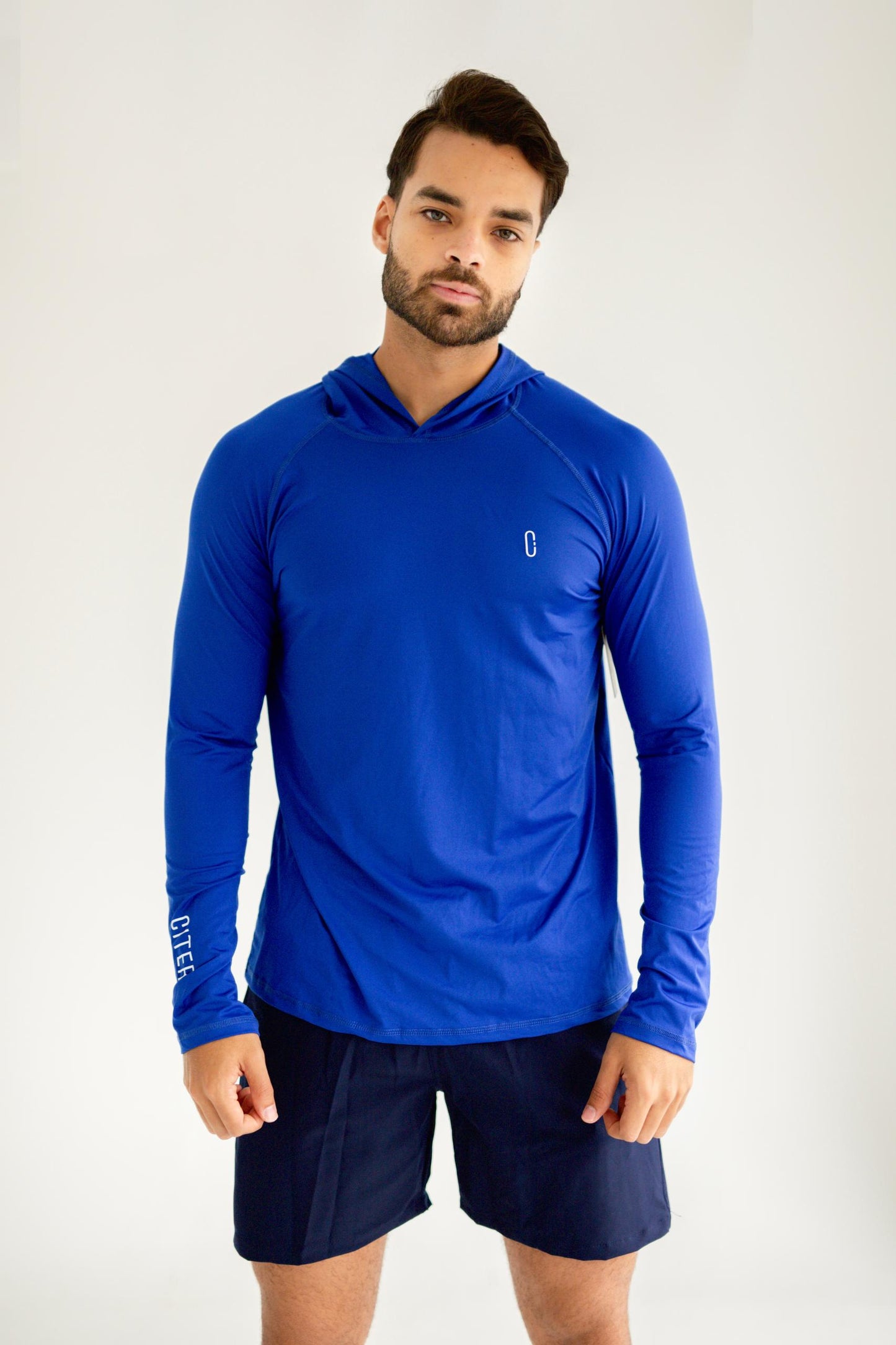 Franela UV Con Capucha Azul Rey