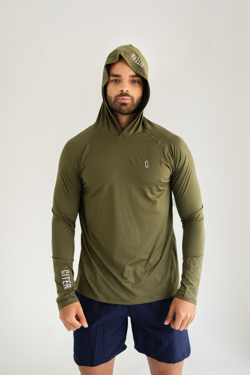 Franela UV Con Capucha Verde