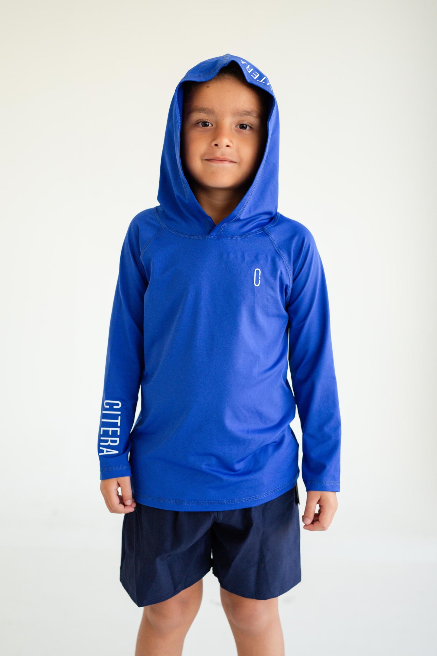 Franela UV Con Capucha Azul Rey