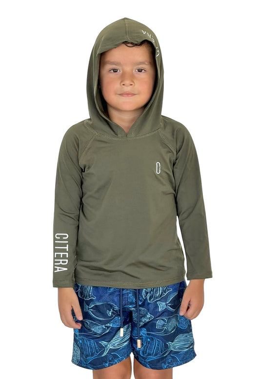 Franela UV Con Capucha Verde