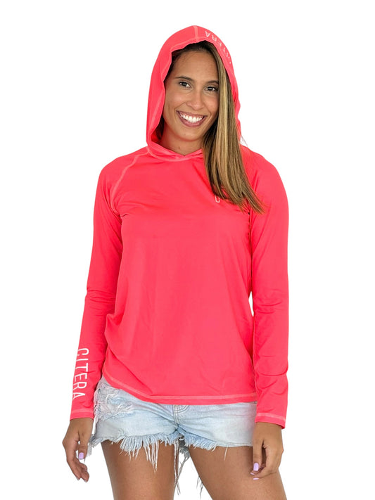 Franela UV Con Capucha Coral