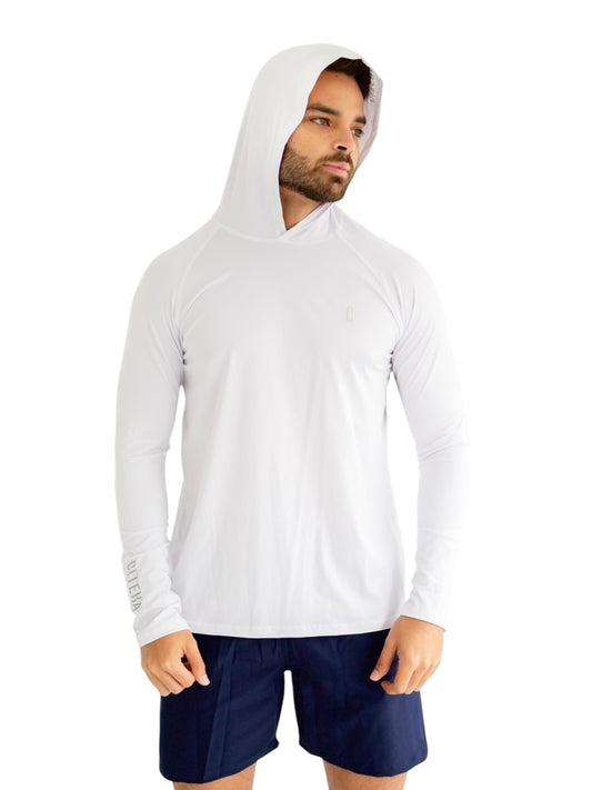 Franela UV Con Capucha Blanco