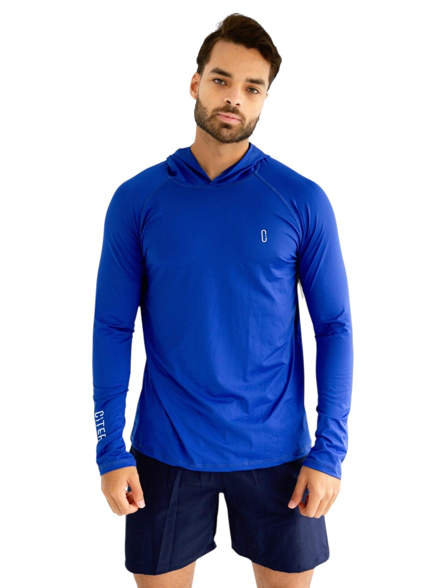 Franela UV Con Capucha Azul Rey