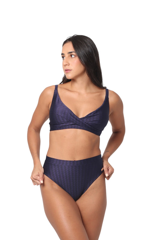 Lisboa Panty Alta Texturizado Azul Marino
