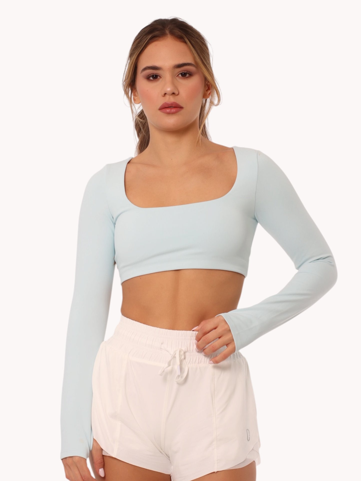 Top Manga Larga Azul Bebé