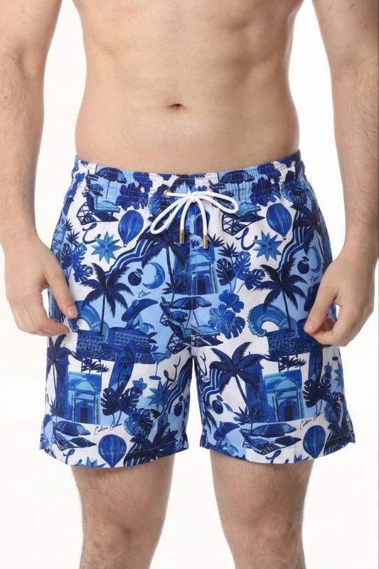 Short Blue Tropical