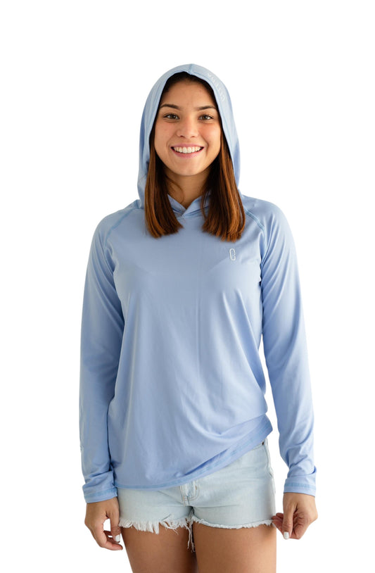 Franela UV Con Capucha Celeste