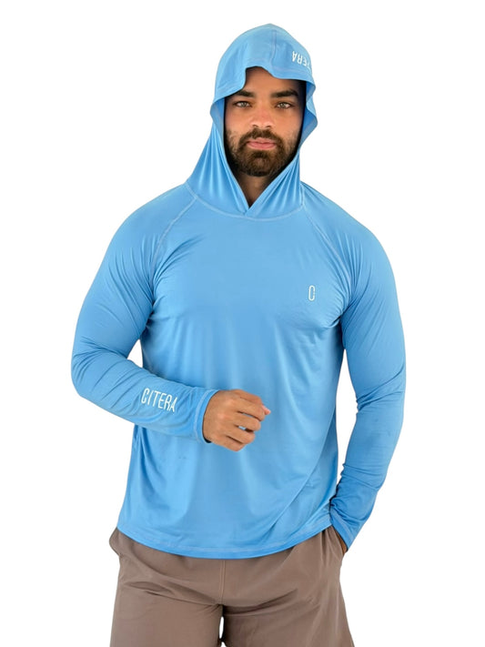 Franela UV Con Capucha Azul Lavanda