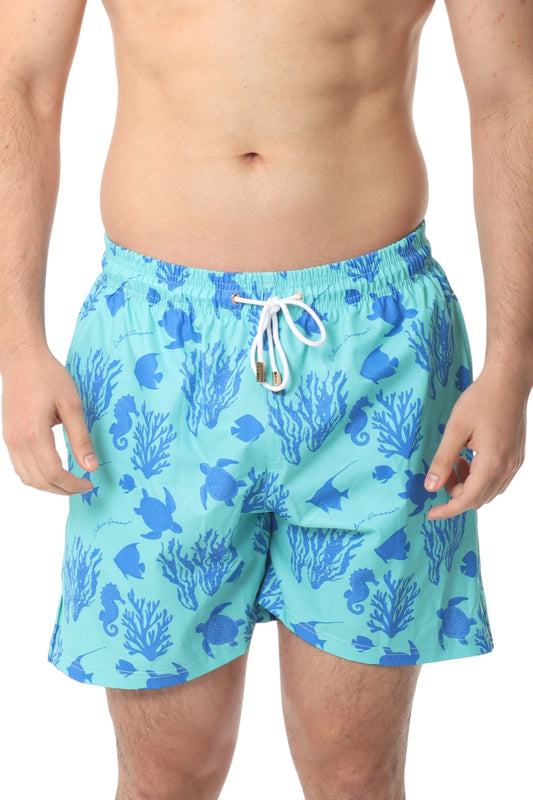 Short Coral Blue and Green