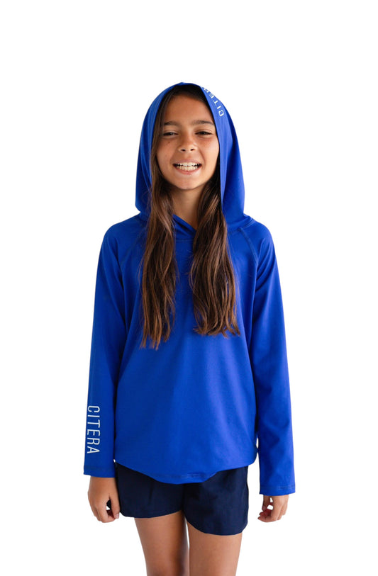 Franela UV Con Capucha Azul Rey