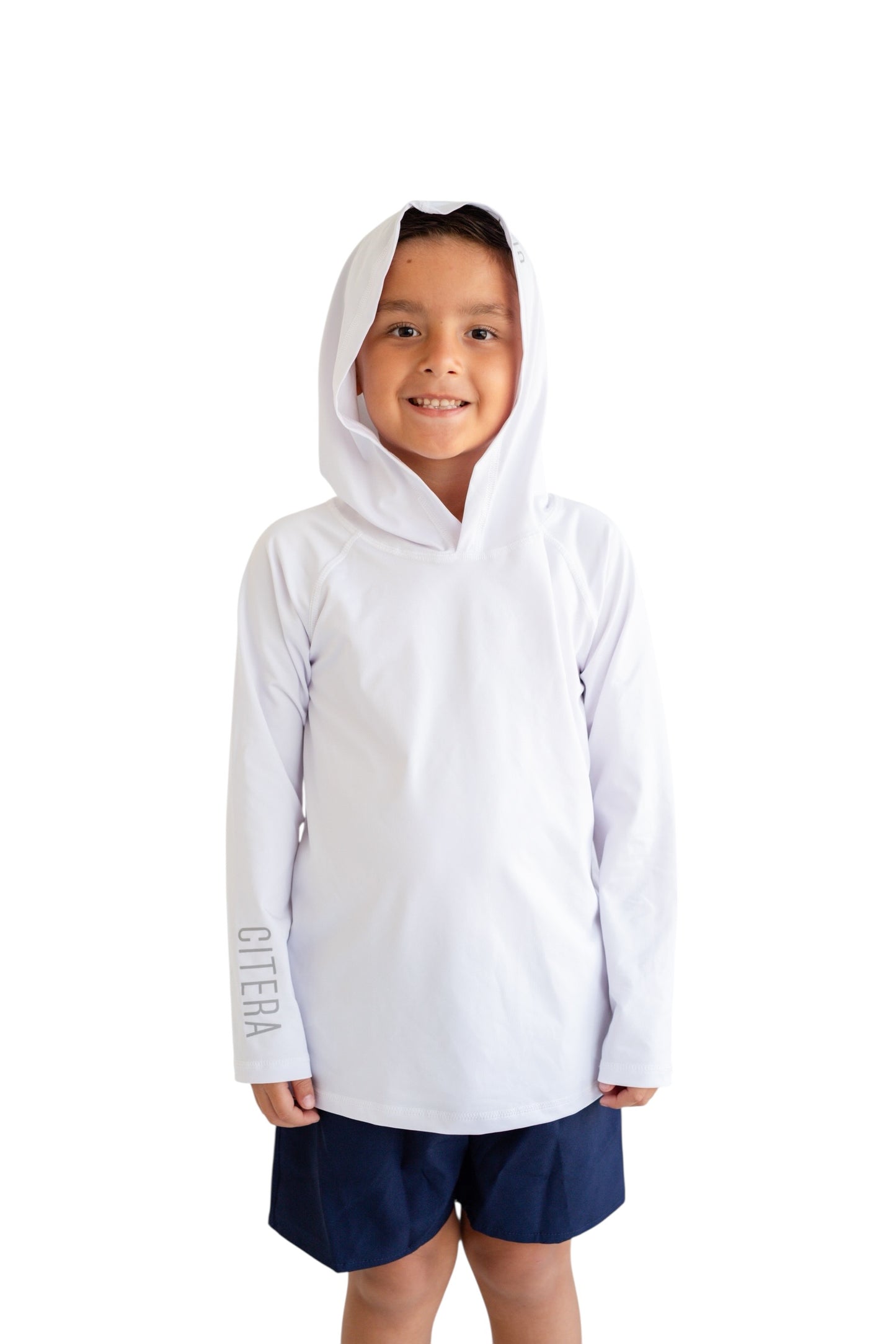 Franela UV Con Capucha Blanca