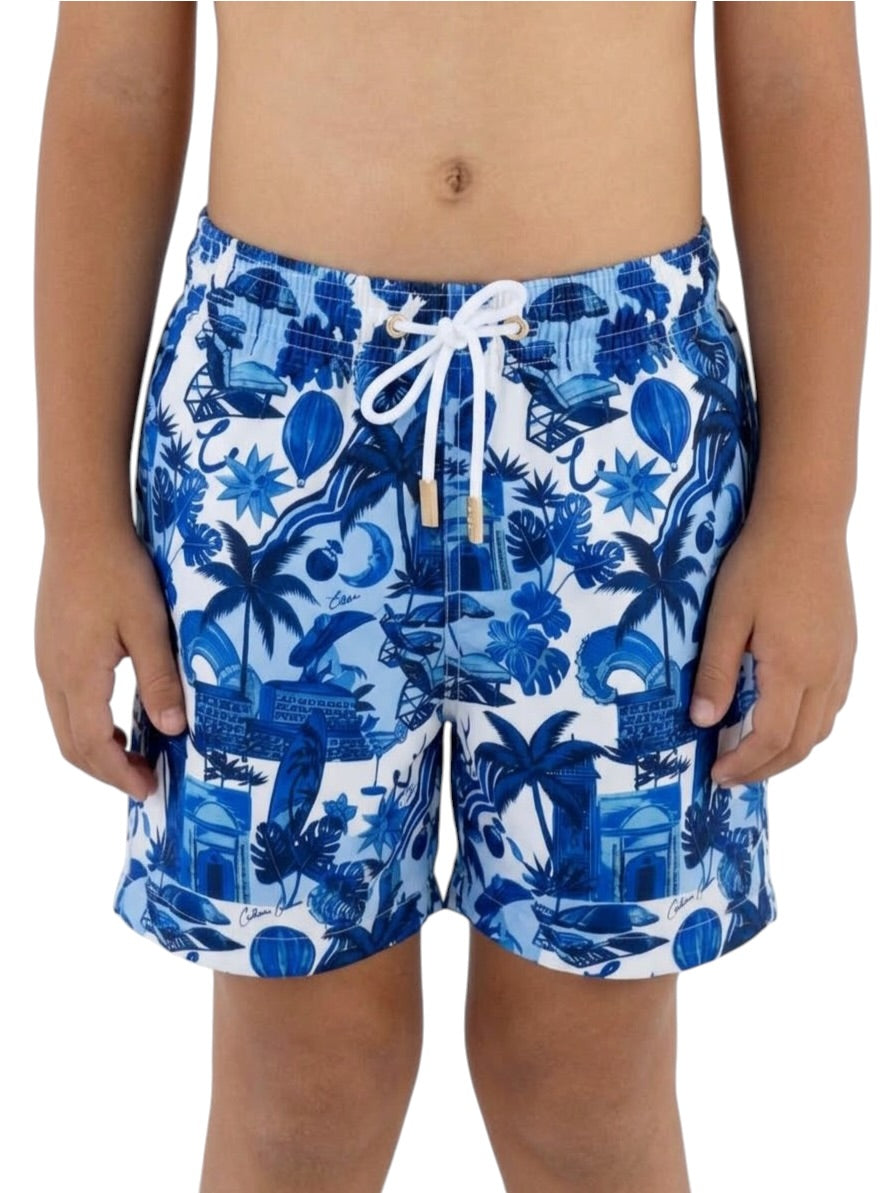Short Blue Tropical