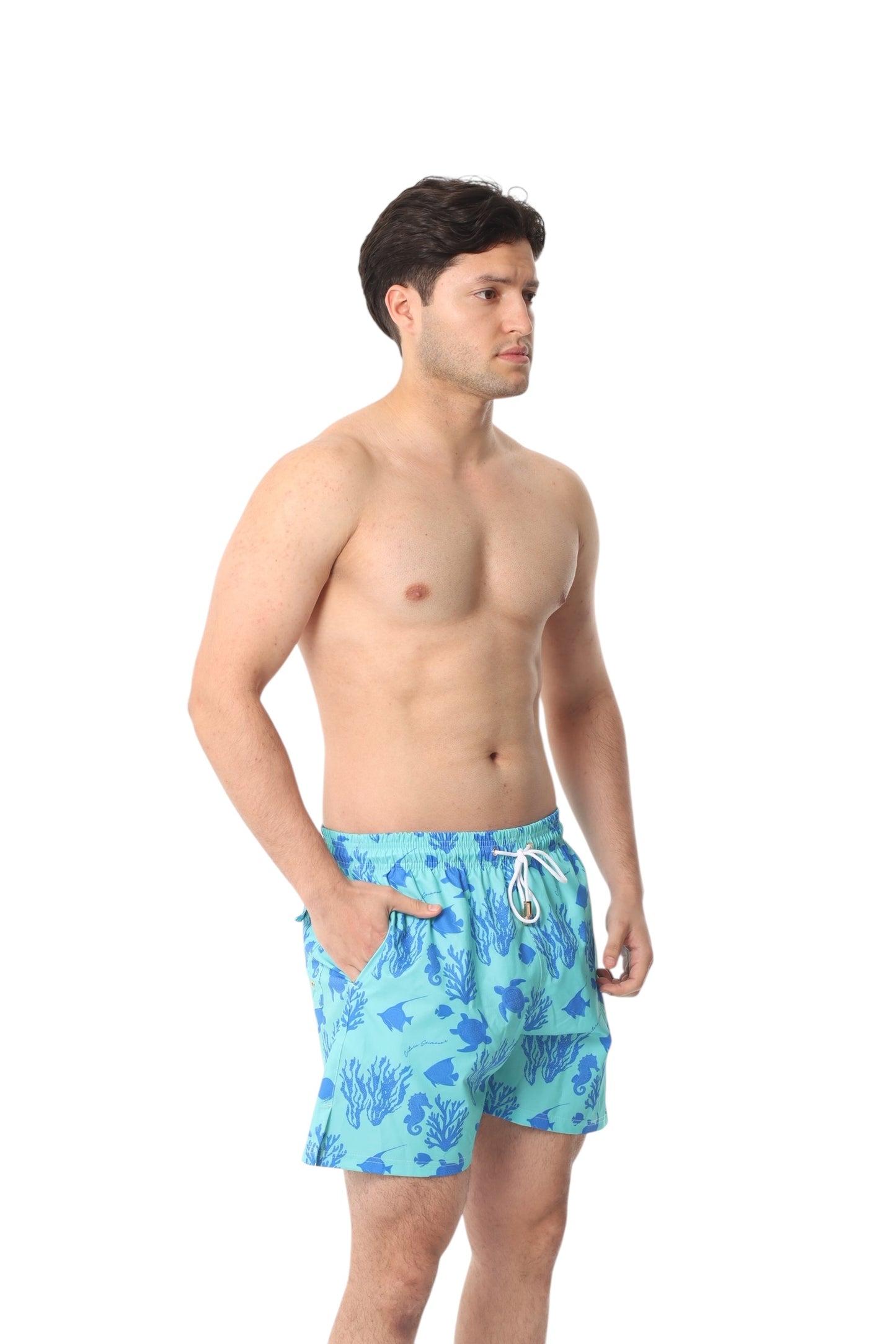 Short Coral Blue and Green