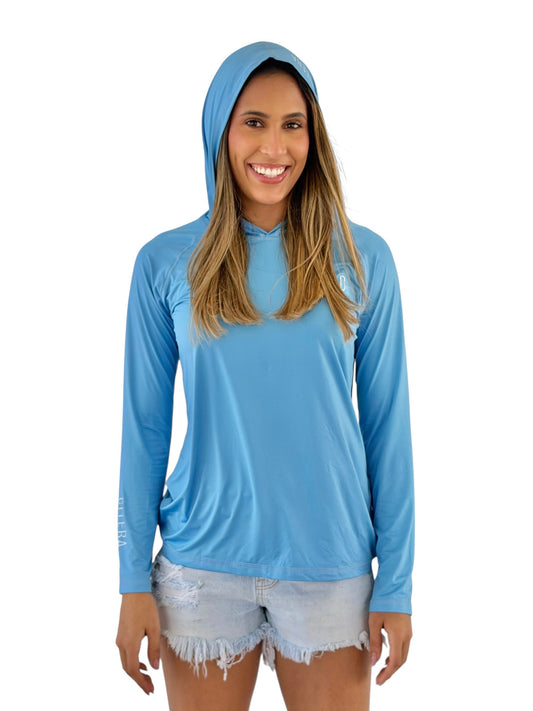 Franela UV Con Capucha Azul Lavanda