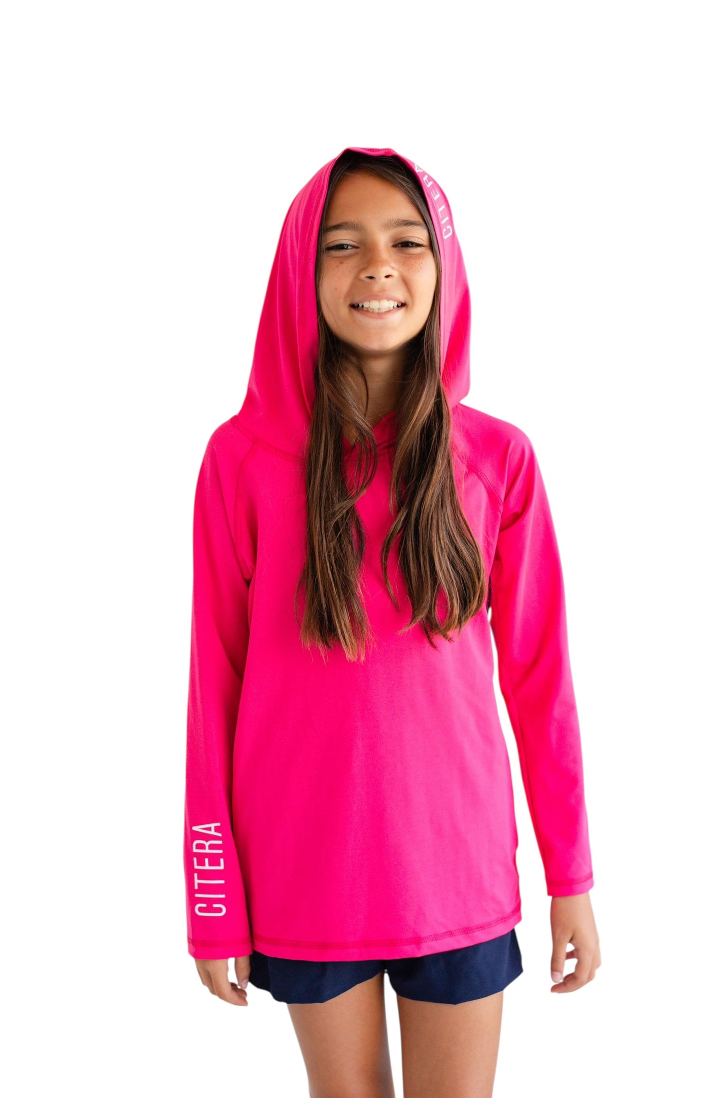 Franela UV Con Capucha Fucsia