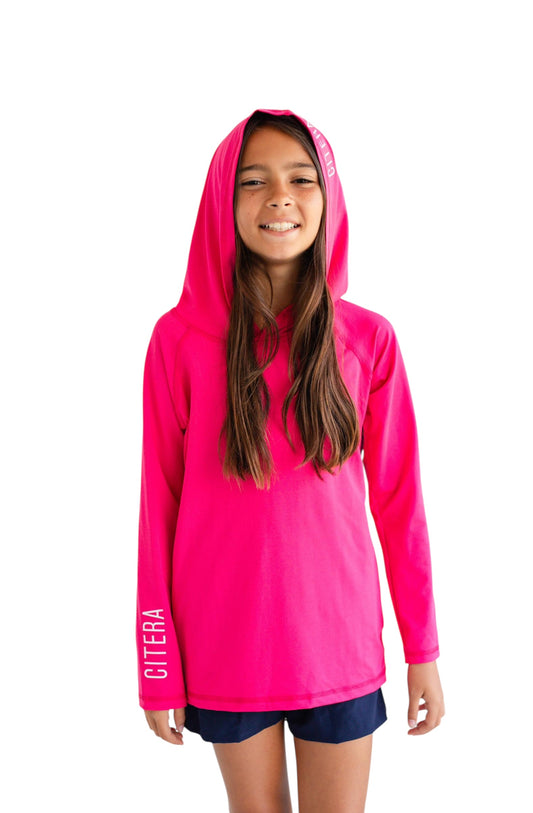 Franela UV Con Capucha Fucsia