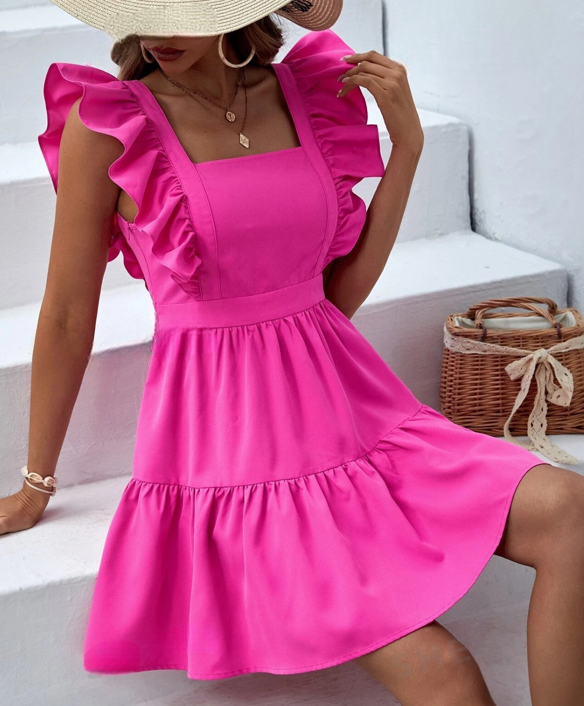 Vestido Fucsia Faralados