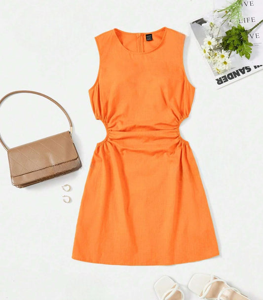 Vestido Naranja Sin Mangas