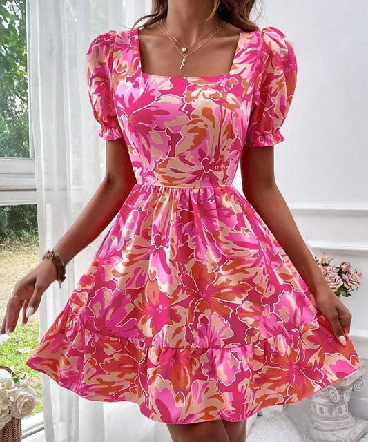 Vestido Flores Fucsia