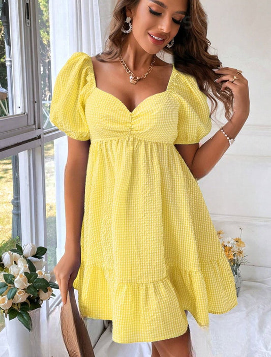 Vestido Cuadritos Amarillo