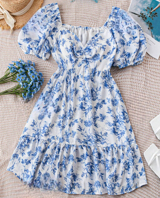 Vestido Flores Azul