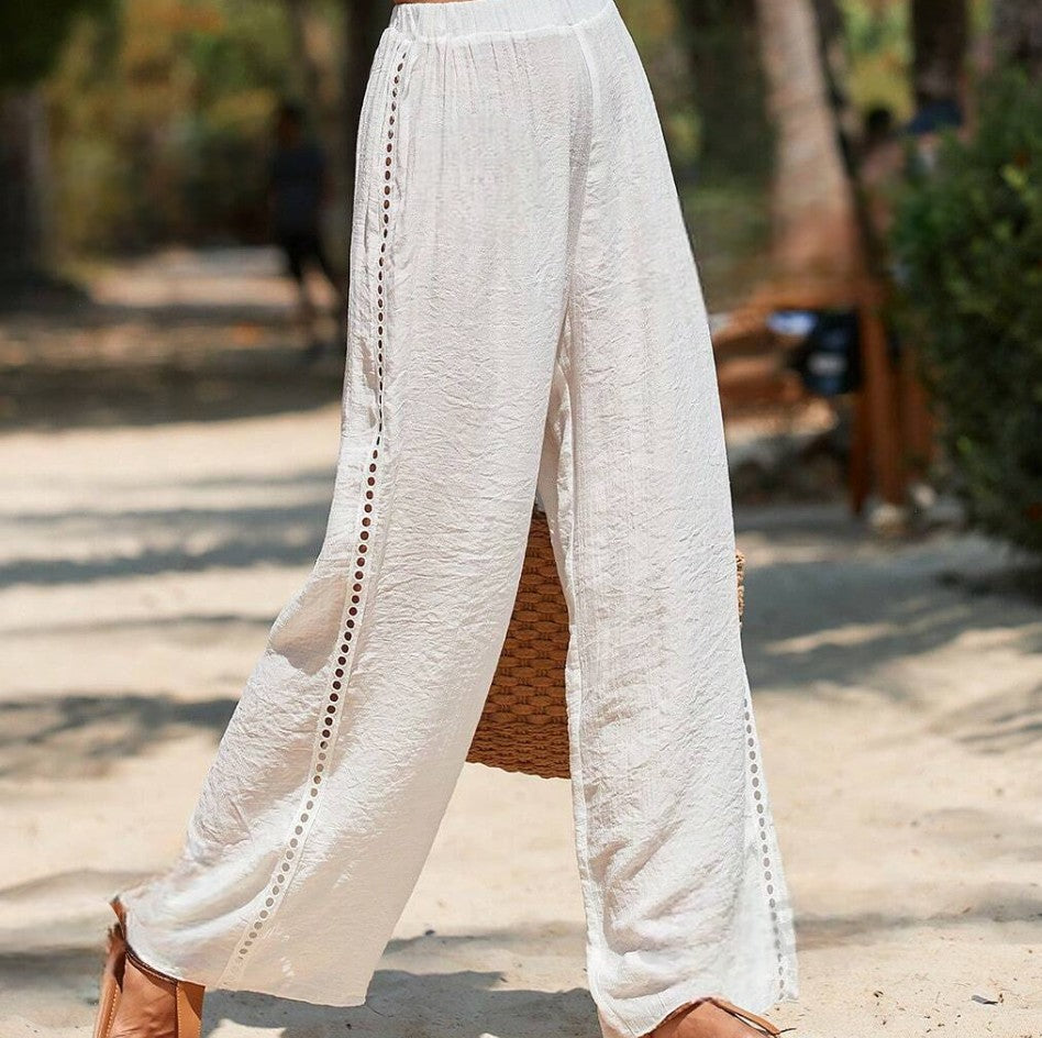 Pantalon Blanco Huecos de Lado