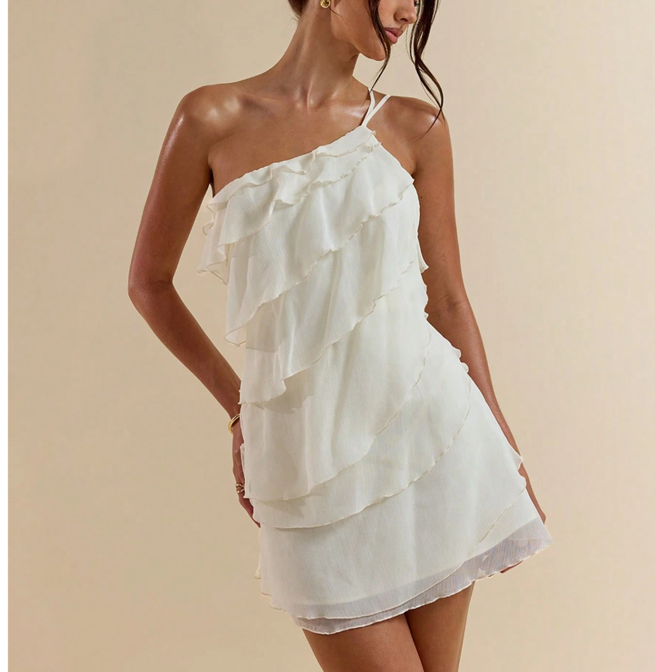 Vestido Faralados Beige