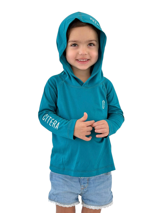 Franela UV Con Capucha Turquesa